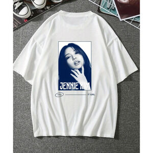 Jennie Kim Portrait Graphic Back Printed Drop Shoulder T-shirts